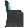 vidaXL Reclining Garden Bench with Cushions Black Poly Rattan