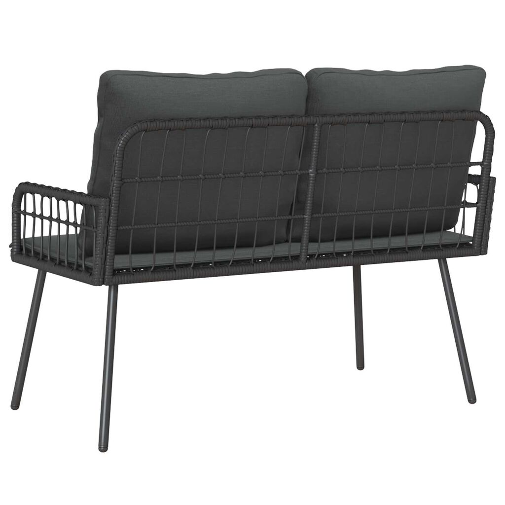 vidaXL Garden Bench Black 114x64x78 cm Poly Rattan