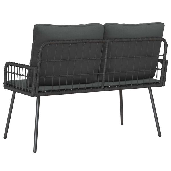 vidaXL Garden Bench Black 114x64x78 cm Poly Rattan