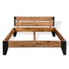 vidaXL Bed Frame with 2 Nightstands Solid Acacia Wood Steel 193x203 cm