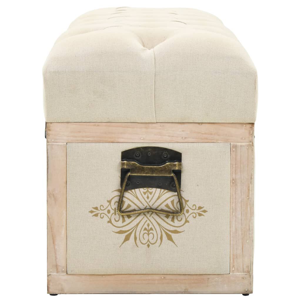 vidaXL Storage Bench 110 cm Cream Solid Wood Fir