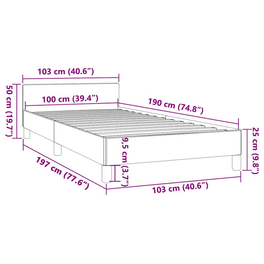 vidaXL Bed Frame without Mattress Light Grey Twin Fabric