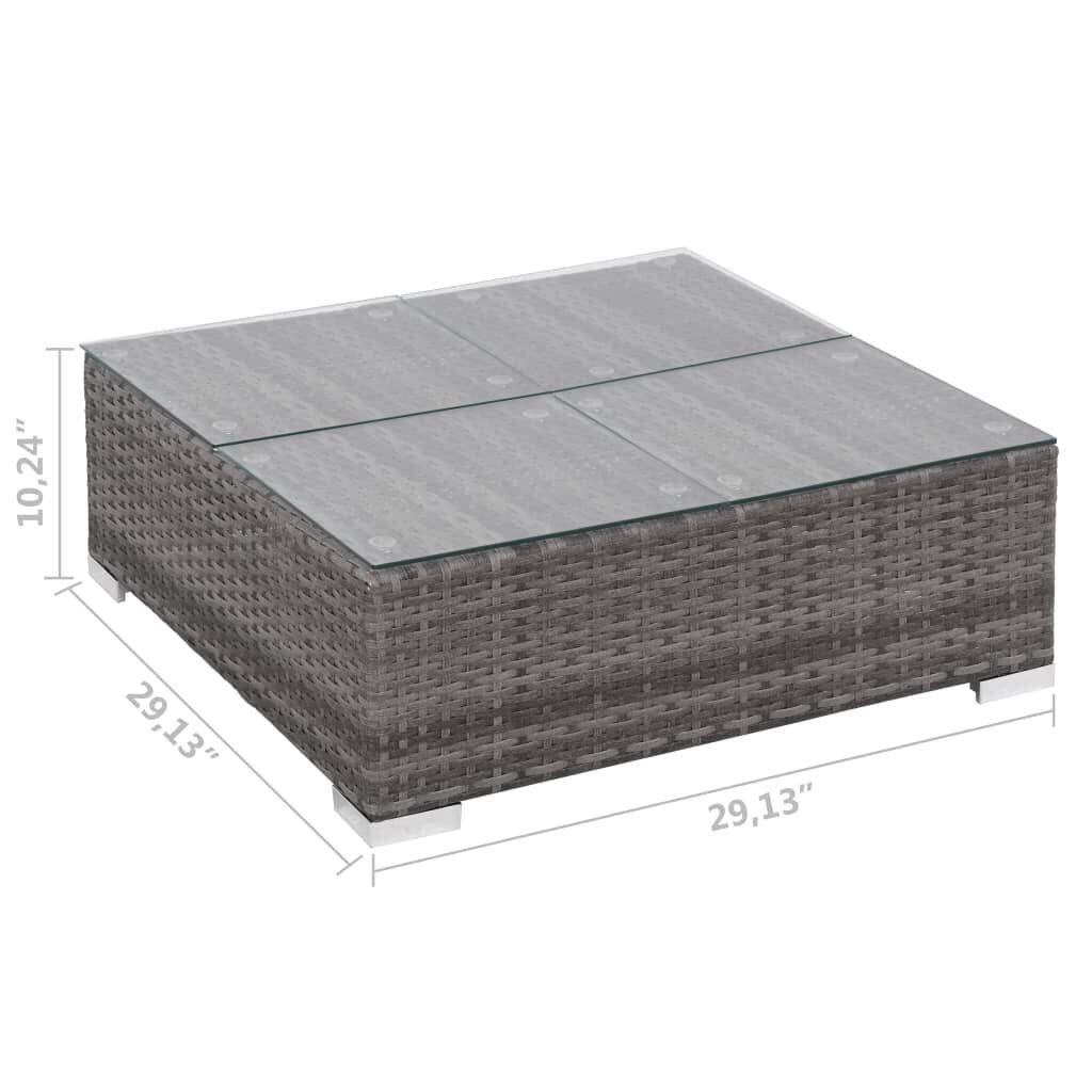 vidaXL 8 Piece Garden Lounge Set with Cushions Poly Rattan Gray
