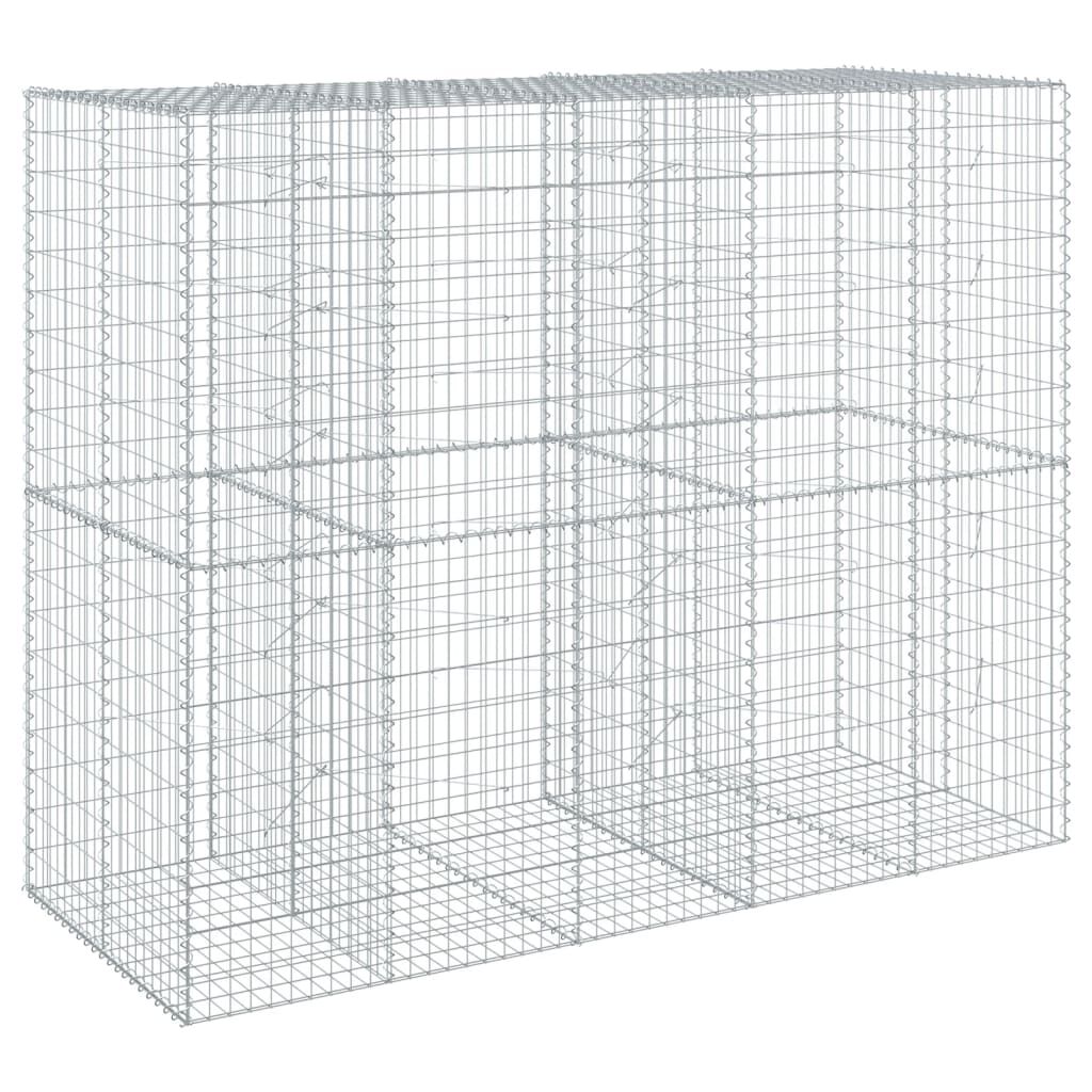 vidaXL Gabion Basket with Cover 250x100x200 cm Galvanised Iron