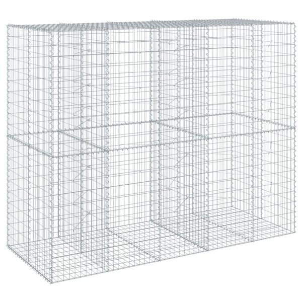 vidaXL Gabion Basket with Cover 250x100x200 cm Galvanised Iron