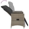 vidaXL Reclining Garden Sofa 2-Seater with Table Grey Poly Rattan