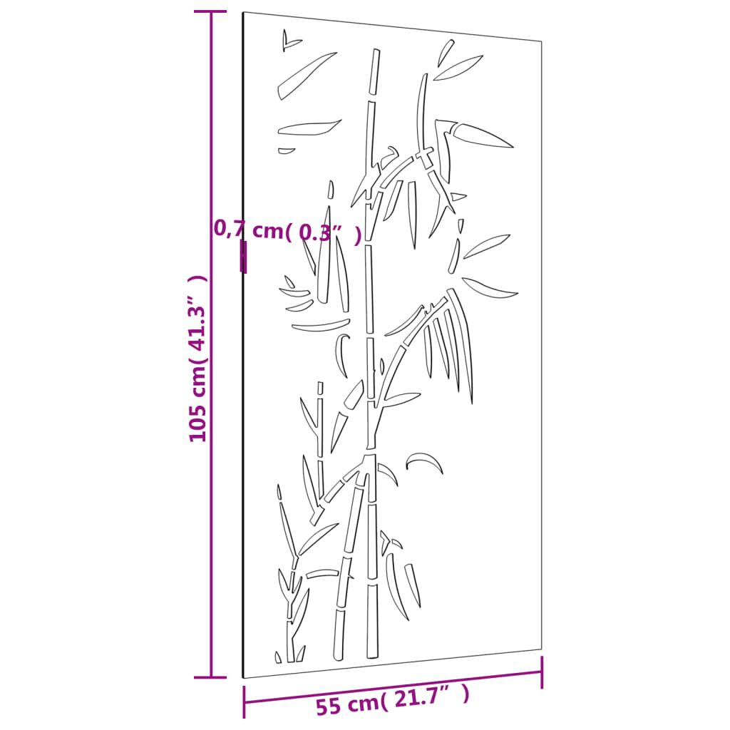 vidaXL Garden Wall Decoration 105x55 cm Corten Steel Bamboo Design