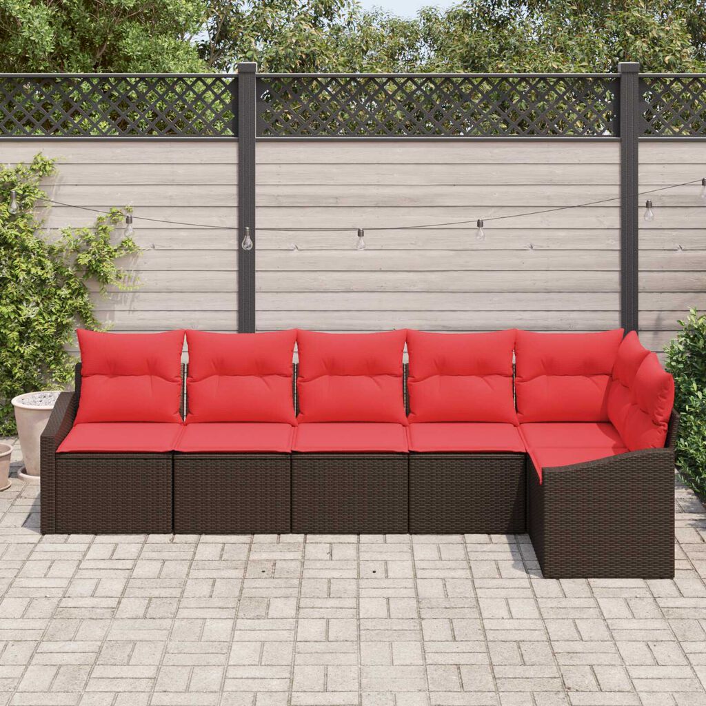 vidaXL 7 Piece Garden Sofa Set with Cushions Beige Poly Rattan