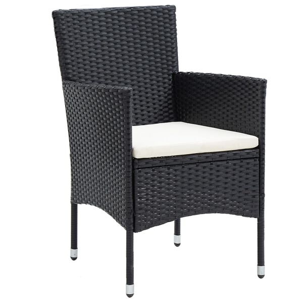vidaXL 5 Piece Garden Bistro Set Poly Rattan and Tempered Glass Black