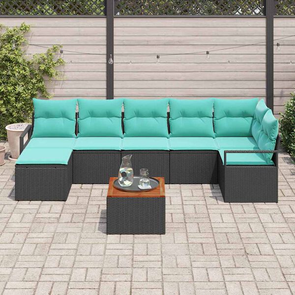 vidaXL Garden Sofa Set 8 pcs Black and turquoise