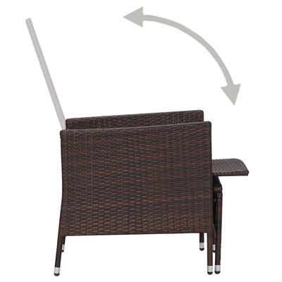 vidaXL 3 Piece Garden Lounge Set with Cushions Poly Rattan Brown