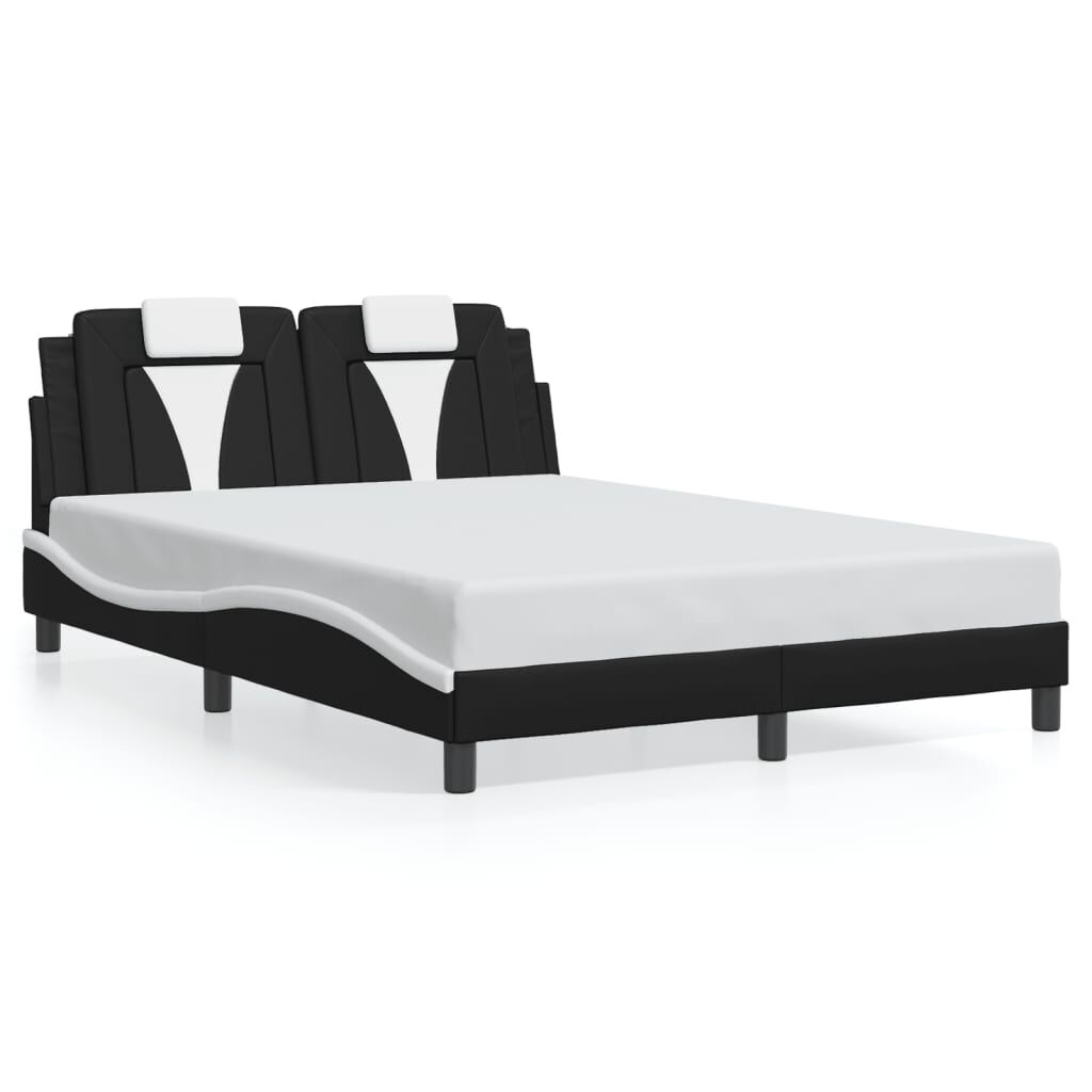 vidaXL Bed Frame without Mattress Black and White 137x187 cm Double Faux Leather