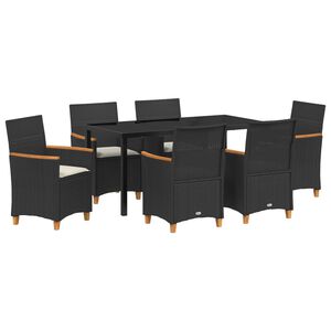vidaXL Garden Dining Set 7 pcs Black Poly Rattan