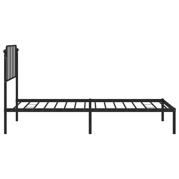 vidaXL Metal Bed Frame without Mattress with Headboard Black 100x190cm