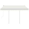 vidaXL Automatic Retractable Awning with Posts 3x2.5 m Cream