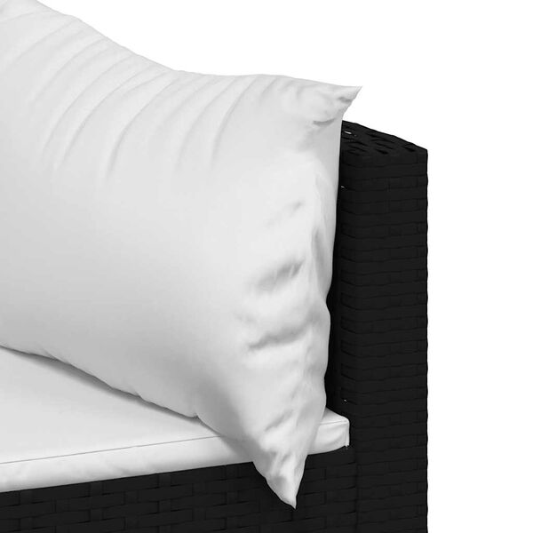 vidaXL Garden Corner Sofas with Cushions 2 pcs Black Poly Rattan