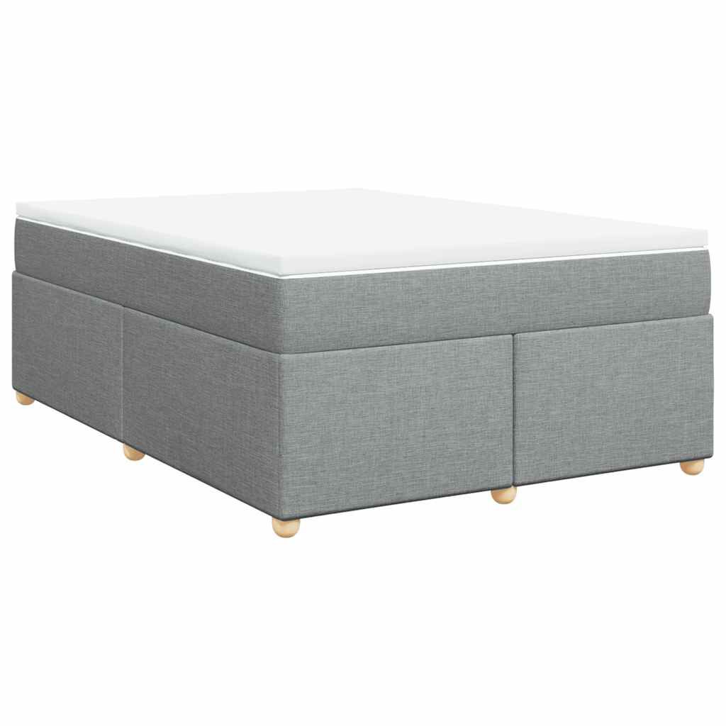 vidaXL Box Spring Bed with Mattress Light Grey Queen Fabric
