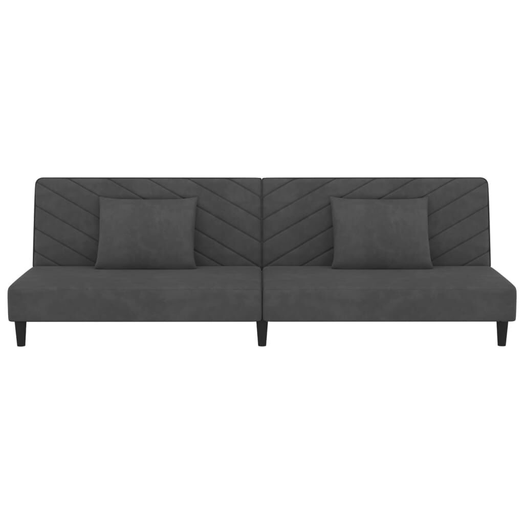 vidaXL 2-Seater Sofa Bed with Two Pillows Dark Grey Velvet