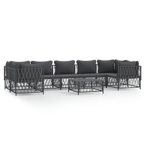 vidaXL 8 Piece Garden Lounge Set with Cushions Anthracite Steel