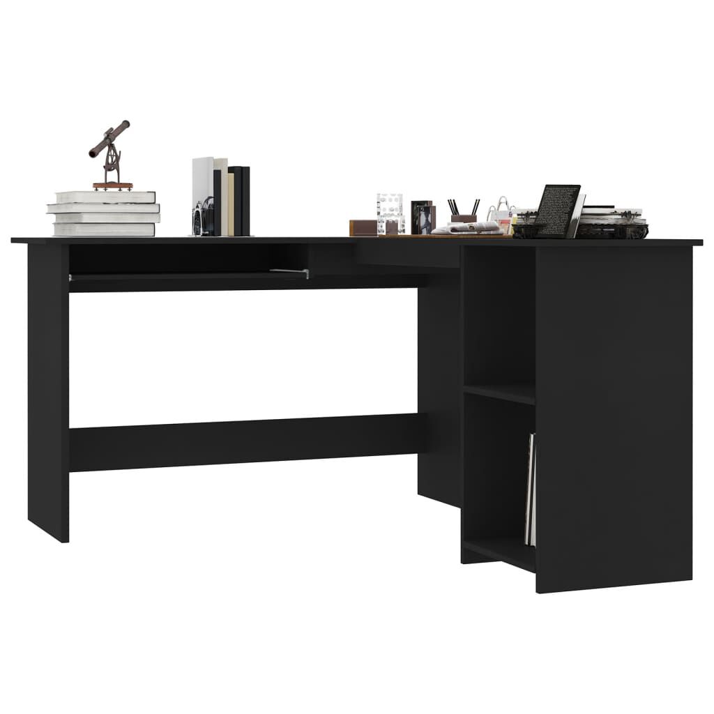 vidaXL L-Shaped Corner Desk Black 120x140x75 cm Engineered Wood