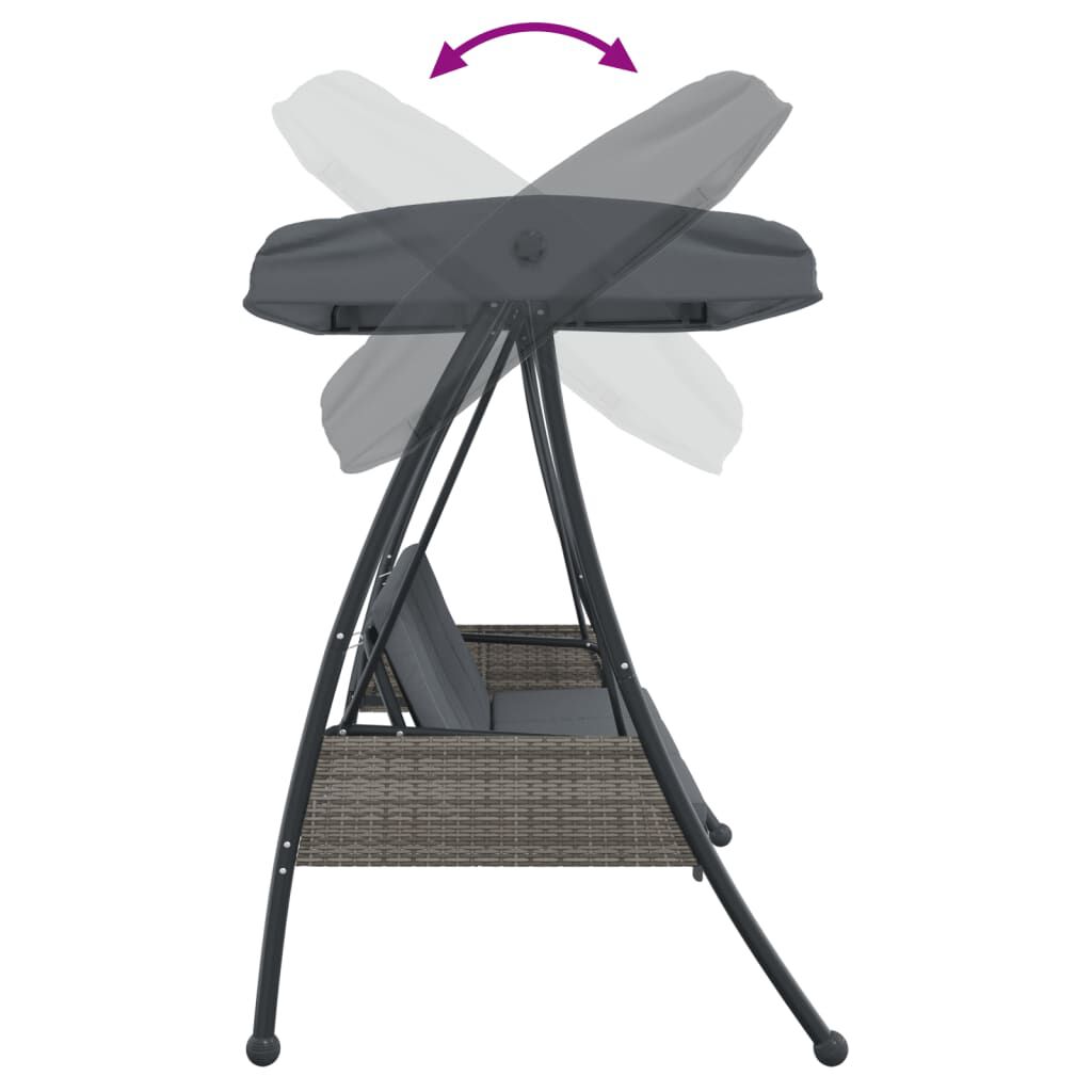 vidaXL Garden Swing Bench with Adjustable Canopy Dark Grey Steel