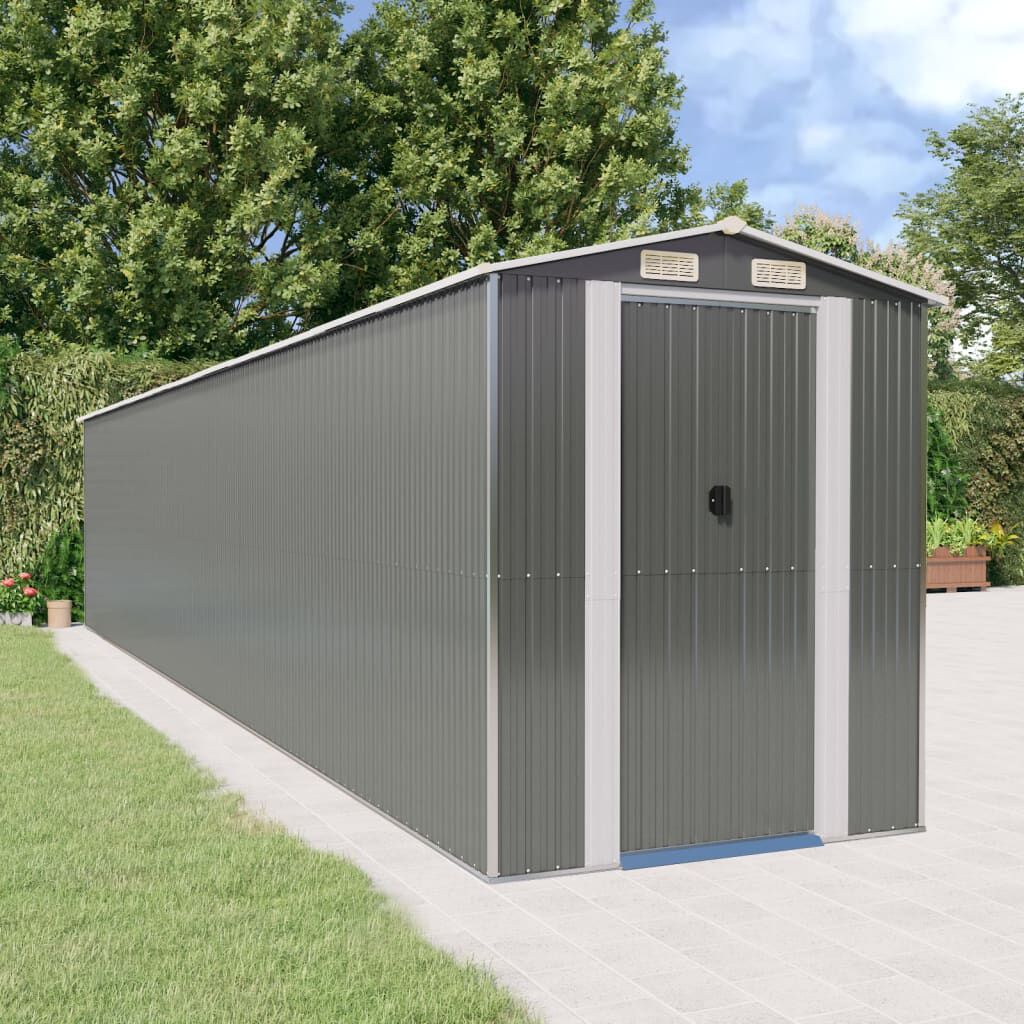 vidaXL Garden Shed Light Grey 192x1021x223 cm Galvanised Steel