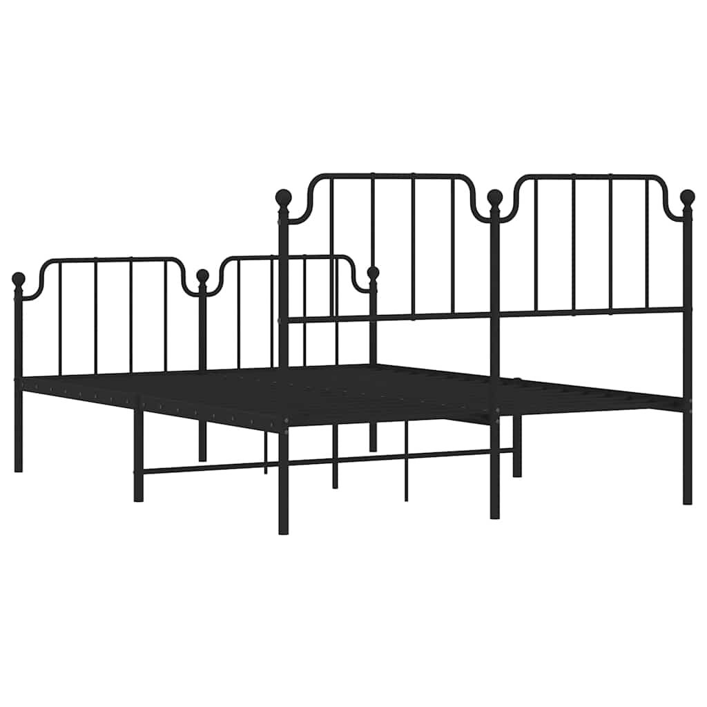 vidaXL Metal Bed Frame without Mattress with Footboard Black 150x200cm