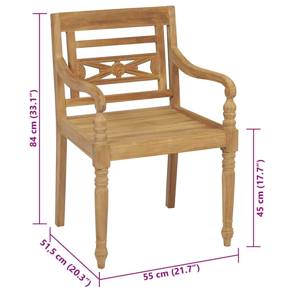 vidaXL Batavia Chairs 2 pcs with Beige Cushions Solid Teak Wood
