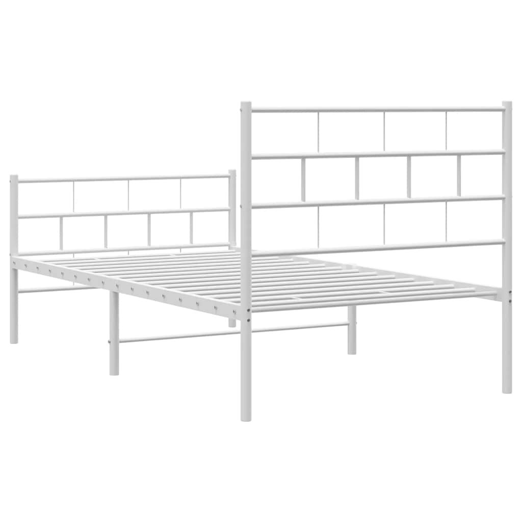 vidaXL Metal Bed Frame without Mattress with Footboard White 100x190cm