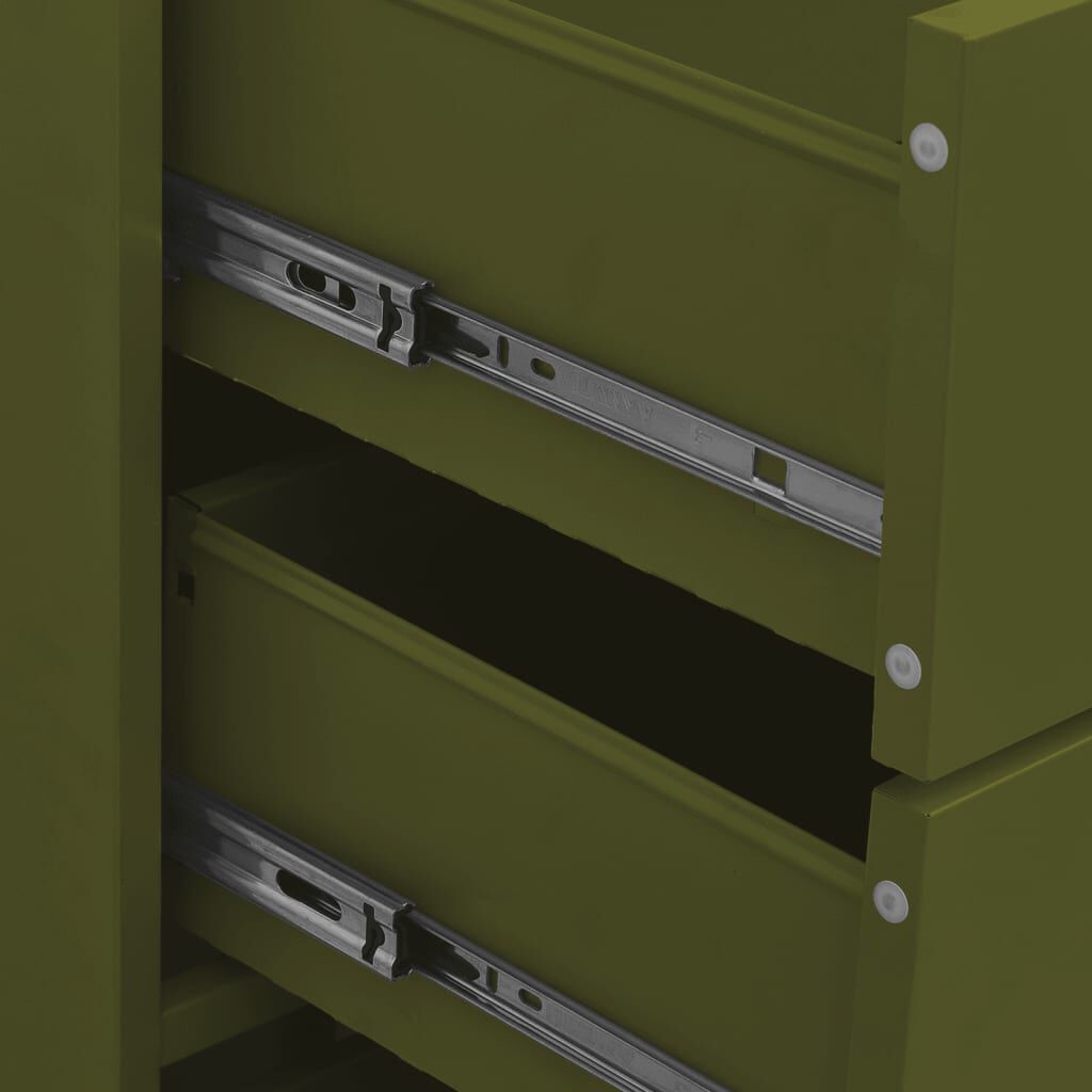 vidaXL Chest of Drawers Olive Green 80x35x101.5 cm Steel