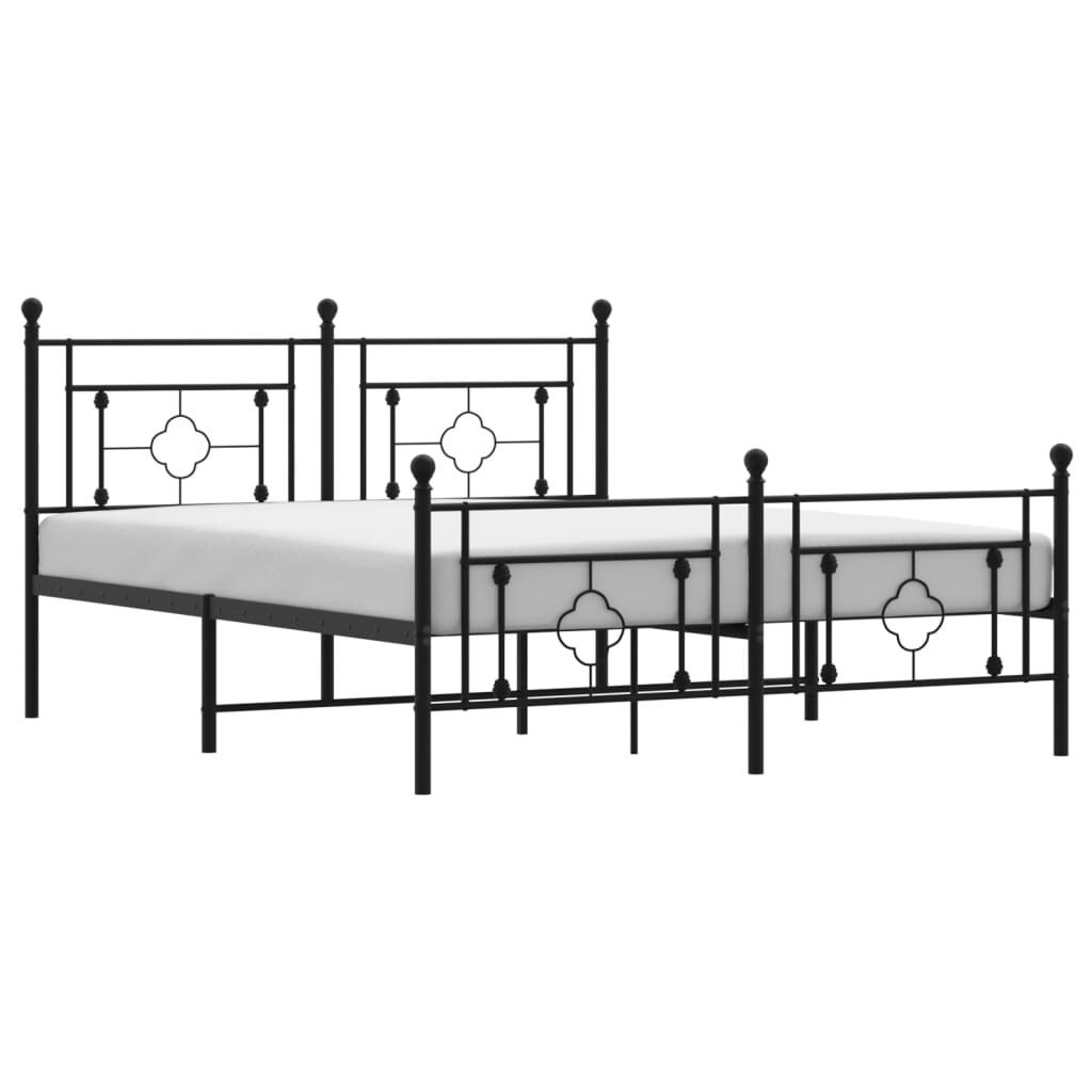 vidaXL Metal Bed Frame without Mattress with Footboard Black 150x200cm