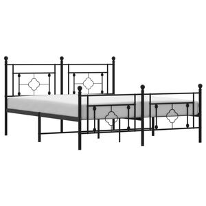 vidaXL Metal Bed Frame without Mattress with Footboard Black 150x200cm