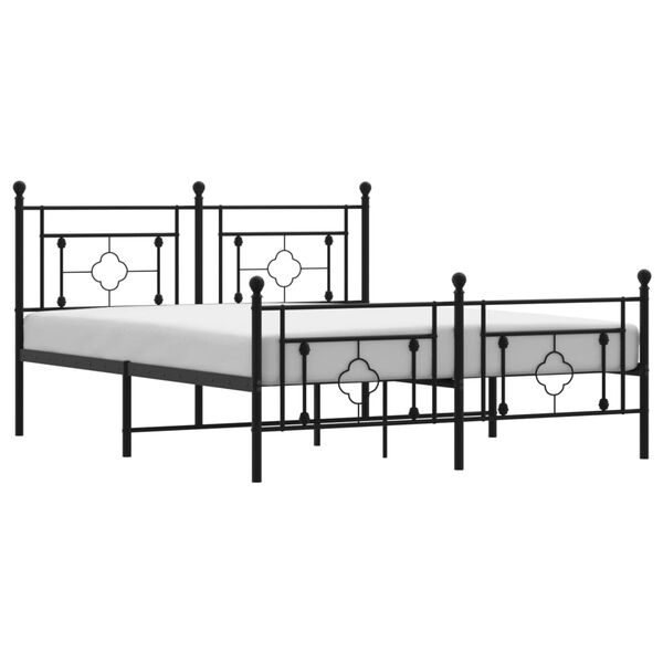 vidaXL Metal Bed Frame without Mattress with Footboard Black 150x200cm