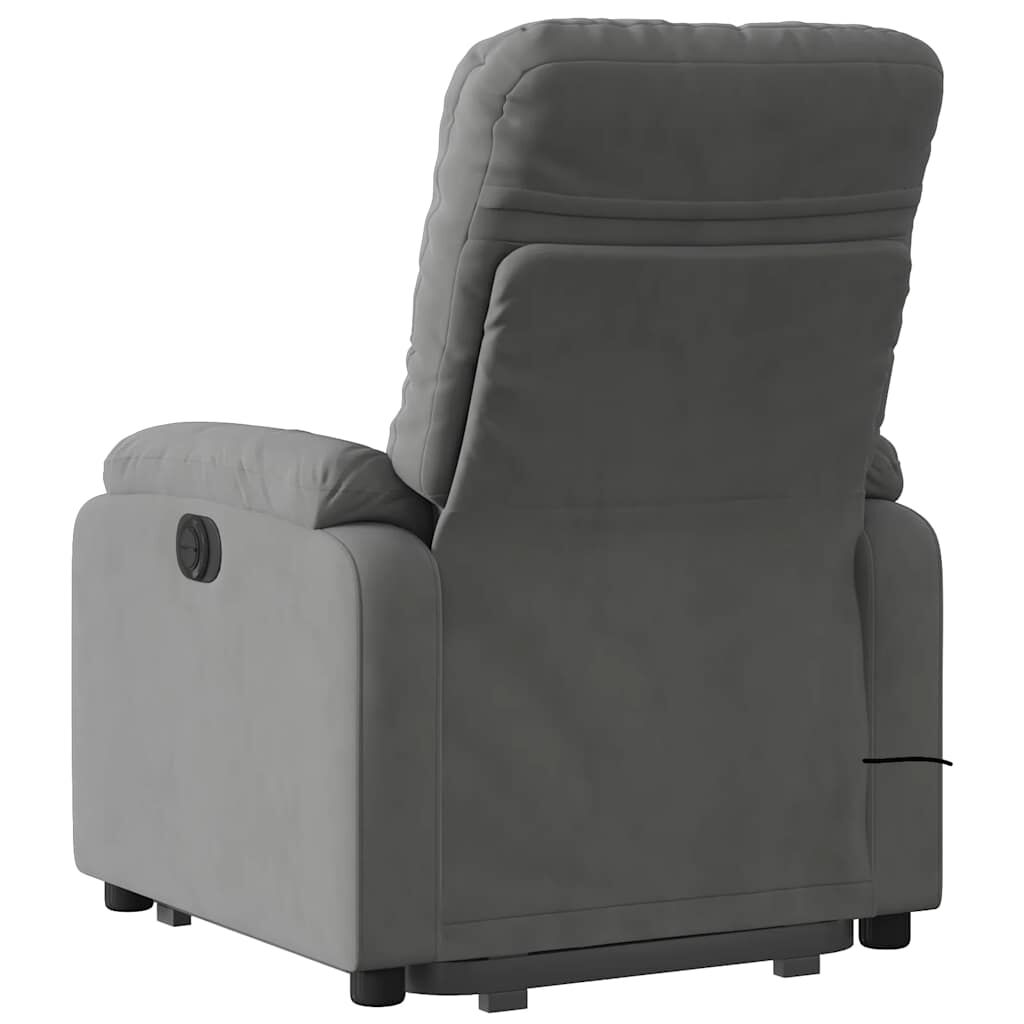 vidaXL Electric Stand up Massage Recliner Chair Dark Grey Microfibre Fabric