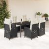 vidaXL 7 Piece Garden Dining Set with Cushions Black Poly Rattan