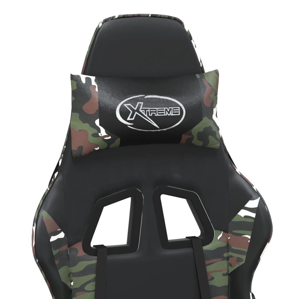 vidaXL Gaming Chair with Footrest Black and Camouflage Faux Leather