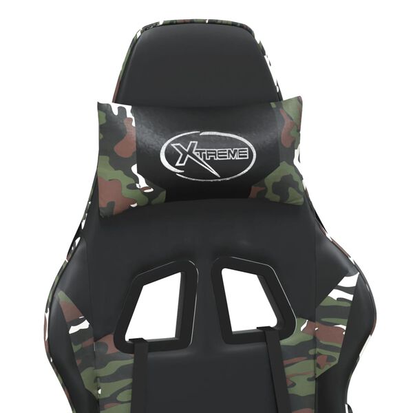 vidaXL Gaming Chair with Footrest Black and Camouflage Faux Leather