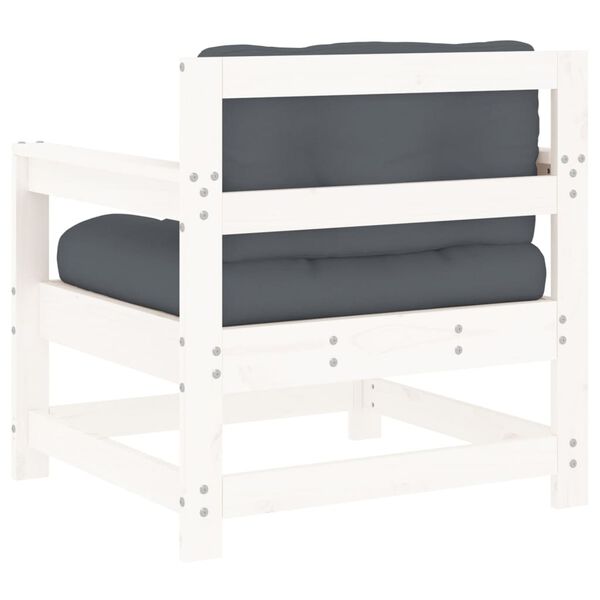 vidaXL Garden Chairs with Cushions 2 pcs White Solid Wood Pine