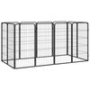 vidaXL 12-Panel Dog Playpen Black 50x100 cm Powder-coated Steel
