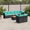 vidaXL 9 Piece Garden Sofa Set with Cushions Black Poly Rattan