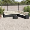 vidaXL 10 Piece Garden Sofa Set with Cushions Black Poly Rattan