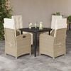 vidaXL 5 Piece Garden Dining Set with Cushions Beige Poly Rattan