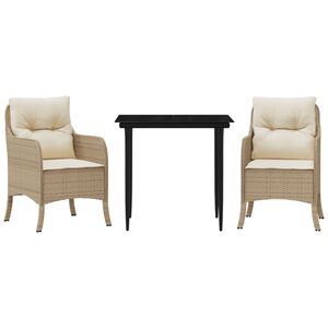 vidaXL 5 Piece Garden Dining Set with Cushions Beige Poly Rattan