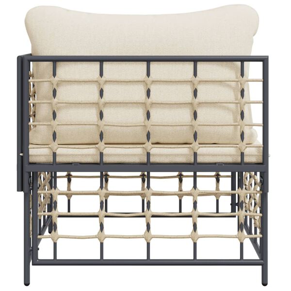 vidaXL Garden Corner Sofa with Beige Cushions Poly Rattan