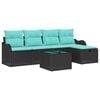 vidaXL Garden Sofa Set with Cushion 6 pcs Black Poly rattan