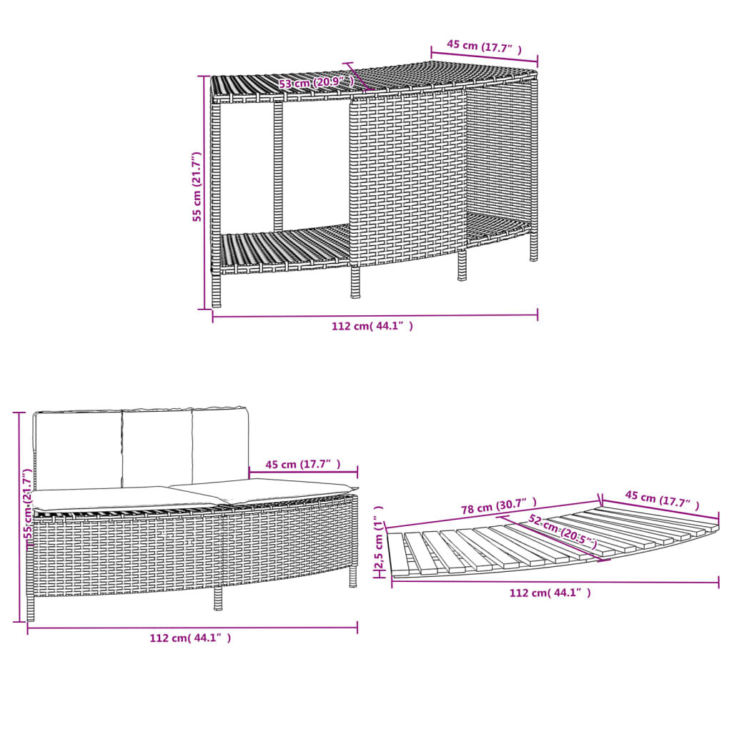 vidaXL Hot Tub Surround Grey Poly Rattan and Solid Wood Acacia