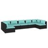 vidaXL 7 Piece Garden Lounge Set with Cushions Poly Rattan Black