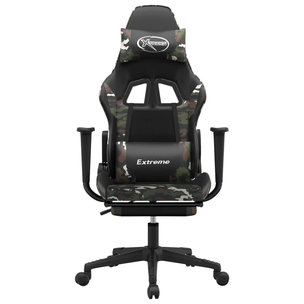vidaXL Gaming Chair with Footrest Black and Camouflage Faux Leather