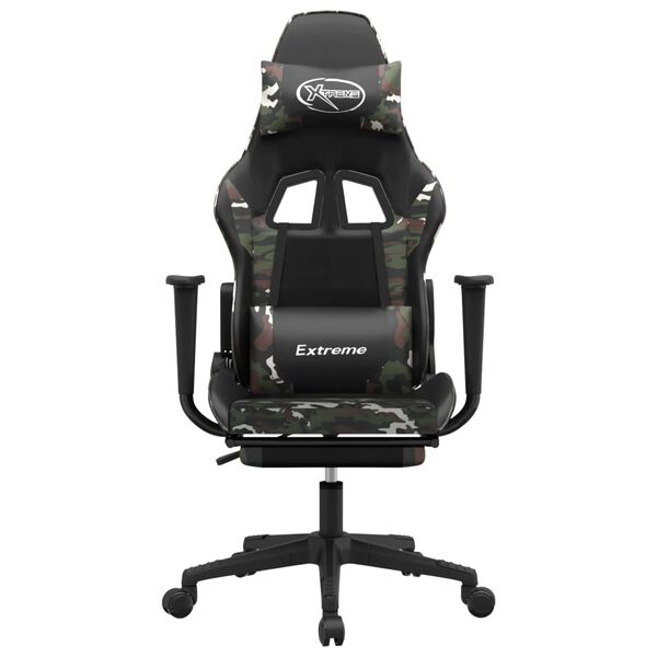 vidaXL Gaming Chair with Footrest Black and Camouflage Faux Leather