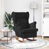 vidaXL Rocking Chair Wingback Black Velvet and Solid Wood